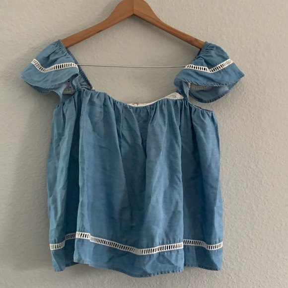 Lover + Friends Life’s a Beach Off Shoulder Peasant Top Open Back size Small - Picture 2 of 12